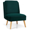 Velvet Accent Chair with Rubber Wood Legs for Living Room-Green