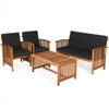 4PCS Patio Solid Wood Furniture Set-Black