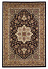 2'x3' Black Beige Machine Woven Floral Medallion Indoor Accent Rug