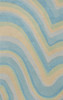 2'x4' Ocean Blue Beige Hand Tufted Abstract Waves Indoor Accent Rug