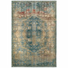 8 x 11 Sand and Blue Distressed Indoor Area Rug