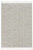 12'x15' Ivory Grey Machine Woven Diamond Pattern With Fringe Indoor Area Rug