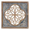 Distressed Blue Enamel Metal and Wood Framed Wall Art