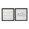 Set of 2 Get Naked Black Wood Framed Wall Art