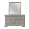 Silver Tone Mirror with Rectangular Sleek Wood Trim