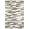 2 x 3 Gray and Ivory Geometric Pattern Scatter Rug