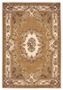 8'x11' Beige Ivory Machine Woven Hand Carved Floral Medallion Indoor Area Rug