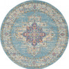 4 Round Light Blue Distressed Medallion Area Rug