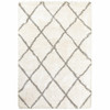 2 x 3 Ivory and Gray Geometric Lattice Scatter Rug