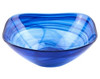 6" Contemporary Soft Square Blue Swirl Glass Bowl Set of 2