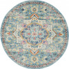 5 Round Light Blue and Ivory Distressed Area Rug