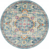 8 Round Light Blue and Ivory Distressed Area Rug