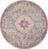 5 Round Gray and Pink Medallion Area Rug