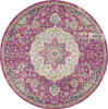 4 Round Pink and Ivory Medallion Area Rug