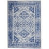 5 x 7 Ivory and Navy Geometric Area Rug