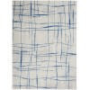 5 x 7 Ivory and Blue Irregular Grids Area Rug