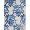 4 x 6 Ivory and Navy Damask Area Rug