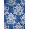 6 x 9 Navy and Ivory Damask Area Rug