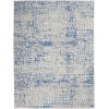 5 x 7 Gray and Blue Abstract Grids Area Rug