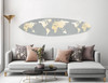 Grey and Gold World Map Surfboard Wall Art