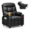 PU Leather Kids Recliner Chair with Cup Holders and Side Pockets-Black