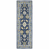 3'x8' Navy and Blue Bohemian Runner Rug