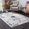 4 x 6 Navy Blue Distressed Floral Area Rug