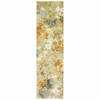 2 x 8 Modern Abstract Gold and Beige Indoor Runner Rug