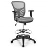 Mesh Drafting Chair Office Chair with Adjustable Armrests and Foot-Ring-Gray