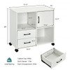 Mobile File Cabinet with Lateral Printer Stand and Storage Shelves -White
