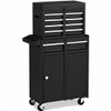 2-in-1 Tool Chest and Cabinet with 5 Sliding Drawers-Black
