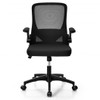 Swivel Mesh Office Chair with Foldable Backrest and Flip-Up Arms-Black