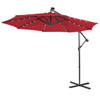 10 Feet Patio Solar Powered Cantilever Umbrella with Tilting System-Wine