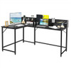 5.5 Inch L-shaped Computer Desk with Bookshelf-Black