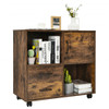 Mobile File Cabinet with Lateral Printer Stand and Storage Shelves -Brown
