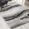 8 x 11 Gray and Black Abstract Waves Area Rug