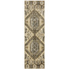 2 x 8 Tan and Gold Central Medallion Indoor Runner Rug