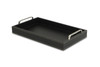 Black Faux Leather Tray with Metal Handles