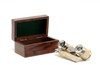 Elegant Mother of Pearl Opera Glasses in Wood Storage Box