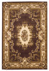 5'x8' Plum Ivory Machine Woven Hand Carved Floral Medallion Indoor Area Rug