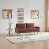 Rosewood Pink Velvet Modern Loveseat with Side Pockets