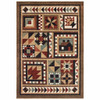 4x6 Brown and Red Ikat Patchwork Area Rug