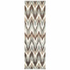 2x8 Gray and Taupe Ikat Pattern Runner Rug