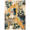 7x10 Blue and Gold Abstract Strokes Area Rug