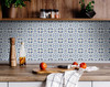 4" X 4" Tulipa Blue and White Peel and Stick Removable Tiles - 399845