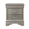 Silver Tone Nightstand with 2 Spacious Interior Drawers