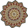 4 Round Red Decorative Petaled Edge Area Rug