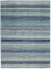 5 x 7 Navy Blue Ornate Stripes Area Rug