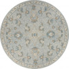 7 Round Blue and Cream Filigree Area Rug