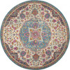 5 Round Pink and Blue Floral Medallion Area Rug